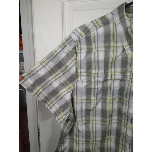 L.L. Bean Men's XL S/S Shirt Vented Grey Yellow Plaid Activewear lightweight - Picture 3 of 9